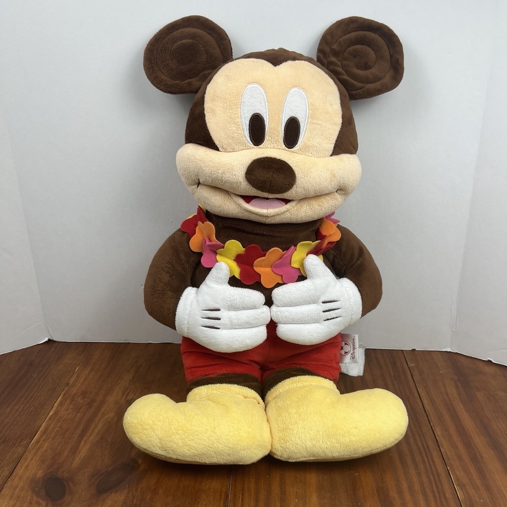 Mickey Mouse Disney Store 24" Hawaiian Plush Lei Stuffed Doll